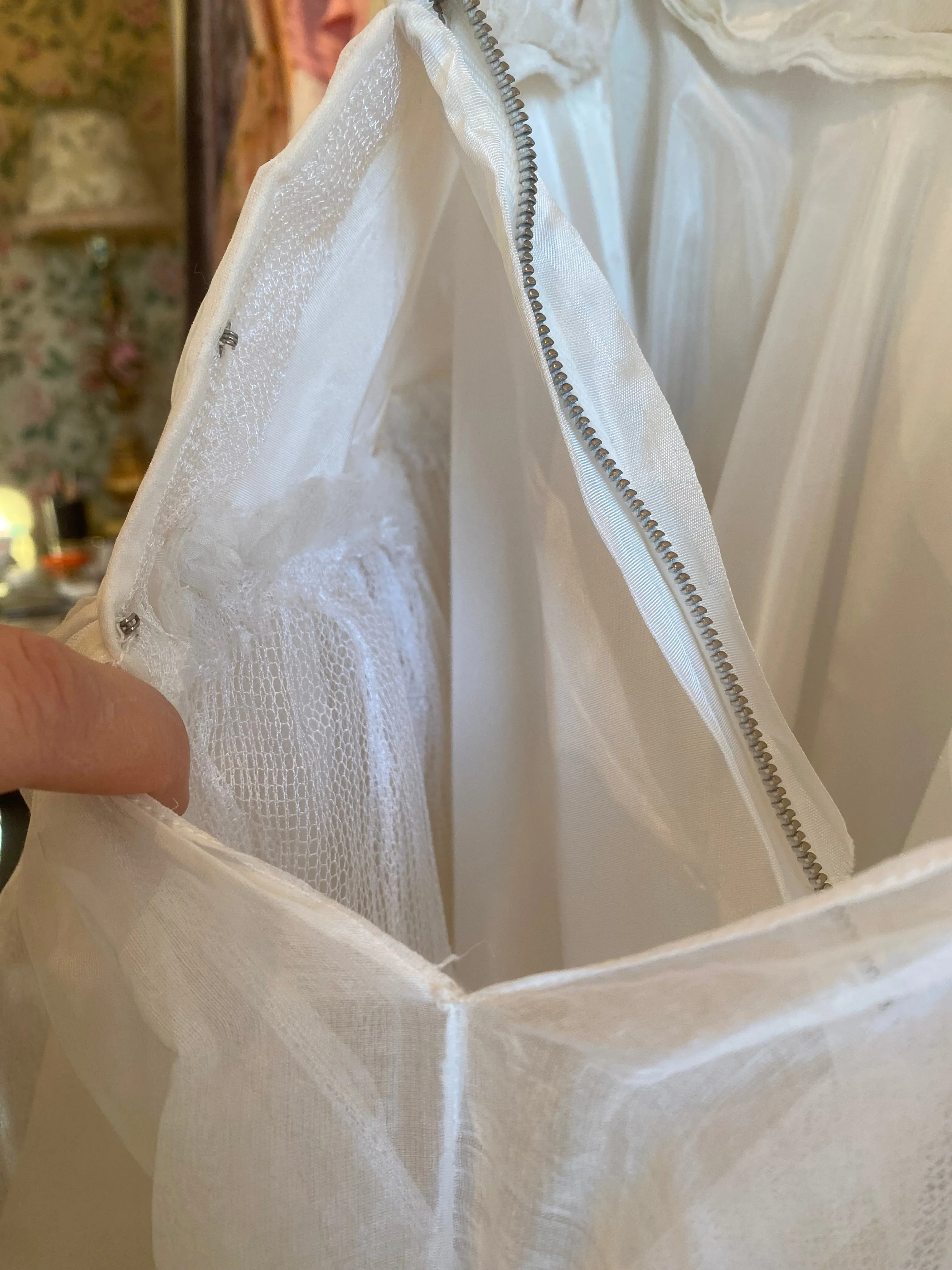 A Dream Come True 1950's William Cahill Embroidered Cotton Organdy Wedding Dress / SM