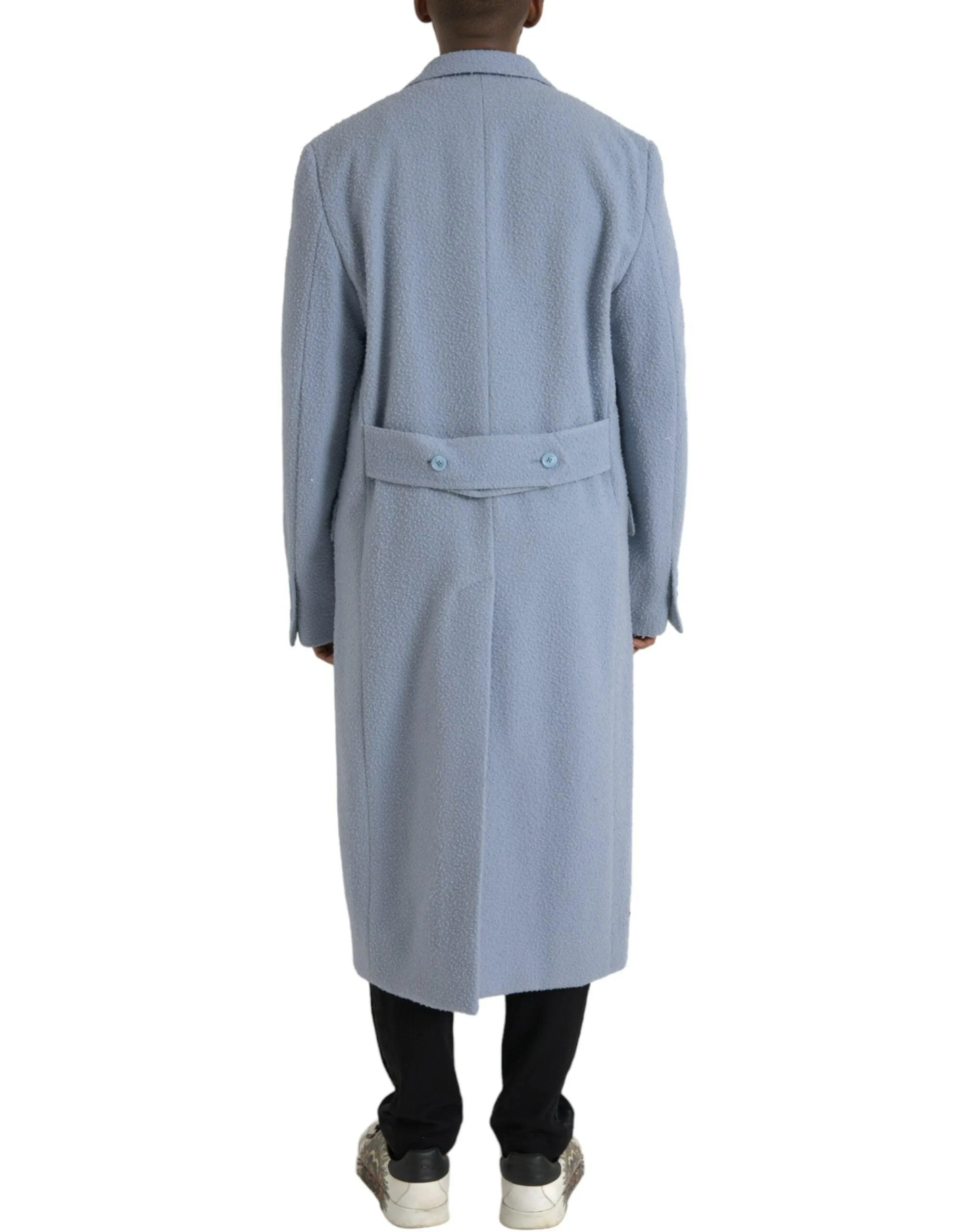 Dolce & Gabbana Blue Cashmere Long Coat