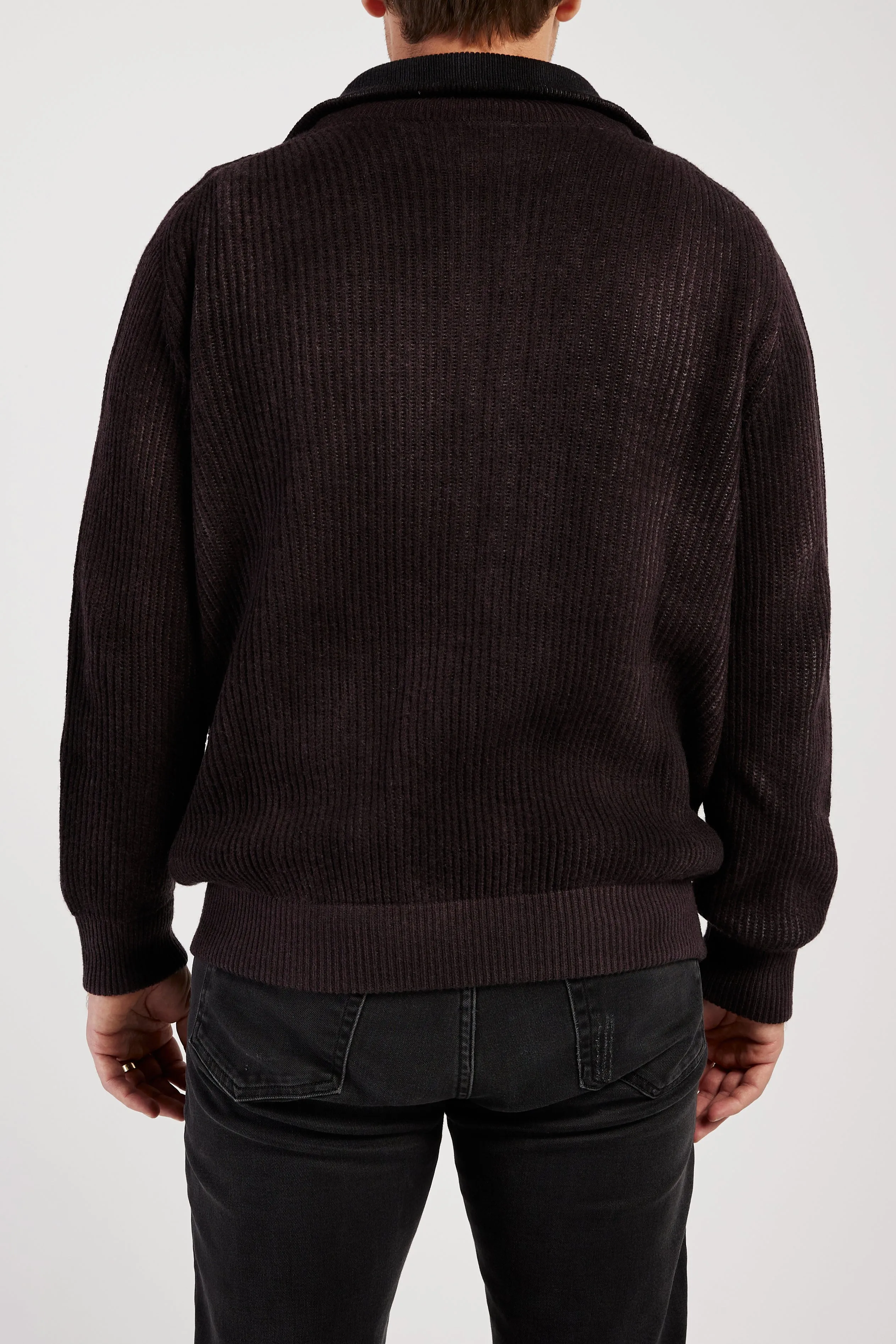 High Neck Zip Cardigan in Seppia