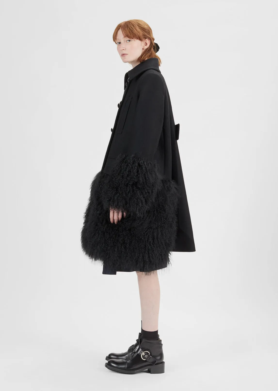Melton Wool Shearling Coat