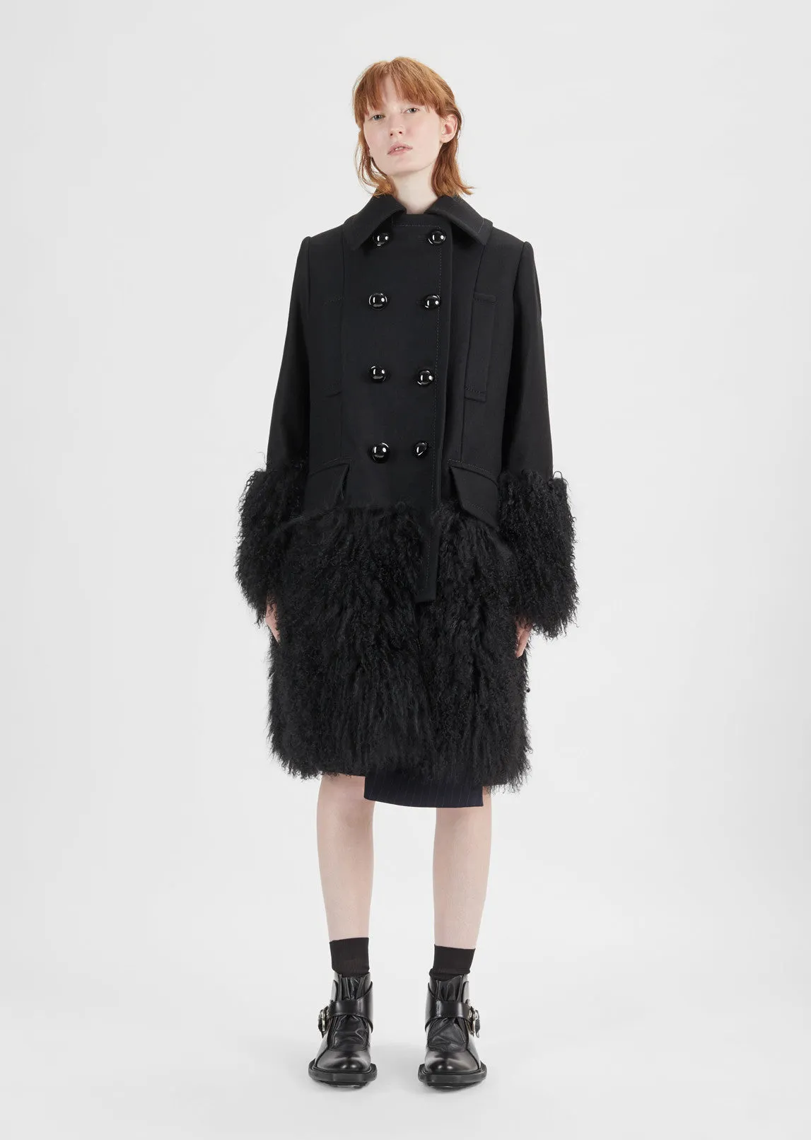 Melton Wool Shearling Coat