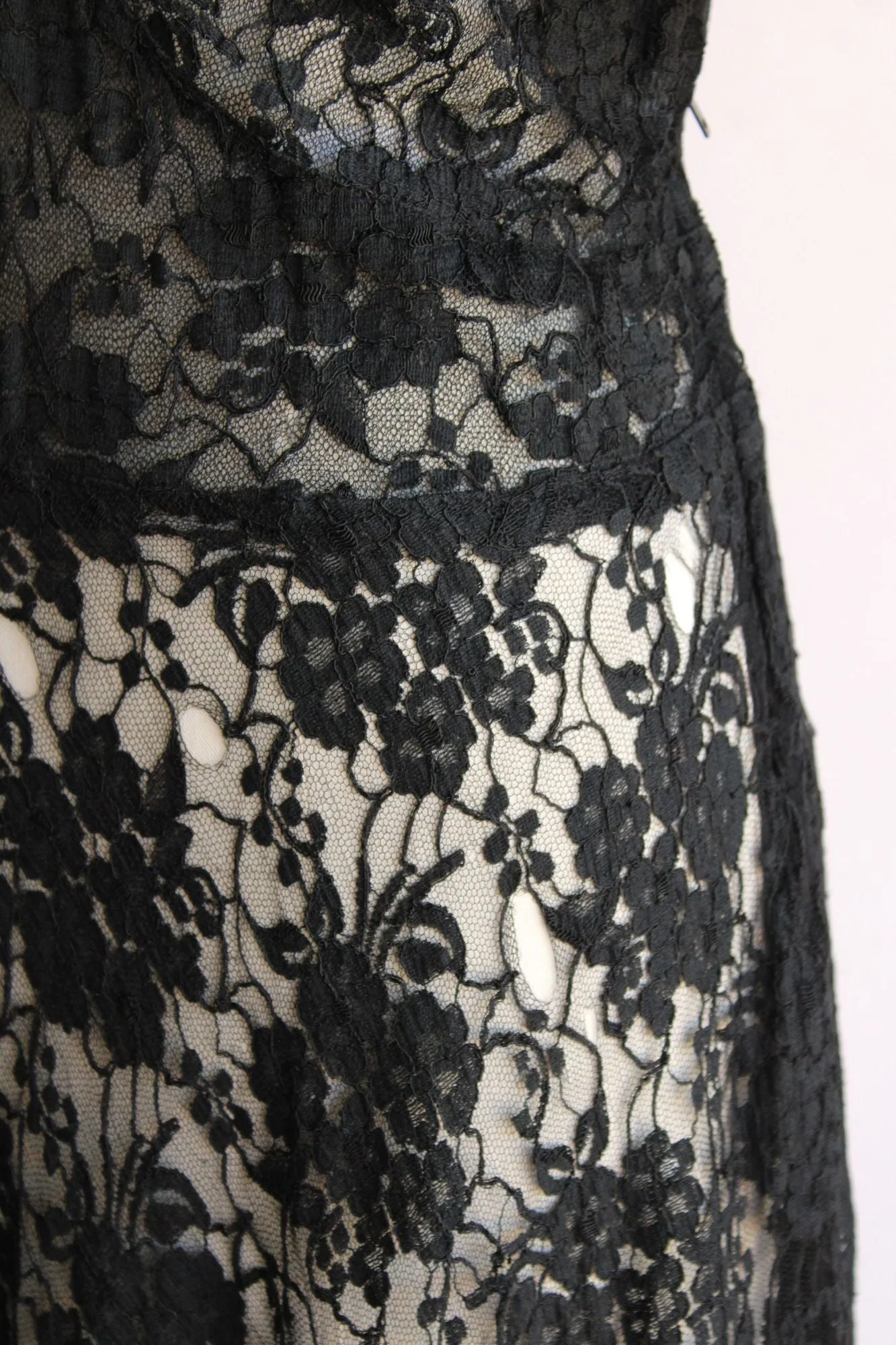 Vintage 1940s  Black Lace Dress