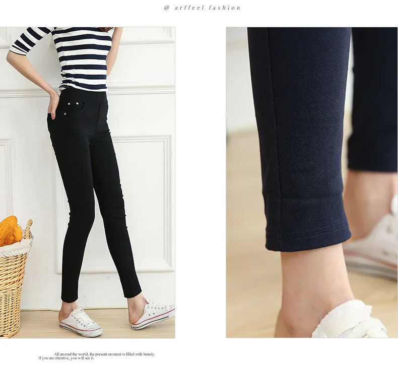 Wjczt Winter High Waist Leggings Women Pants Black Punk Thick Jeggings Fashion Slim Legging Trousers RZF1403